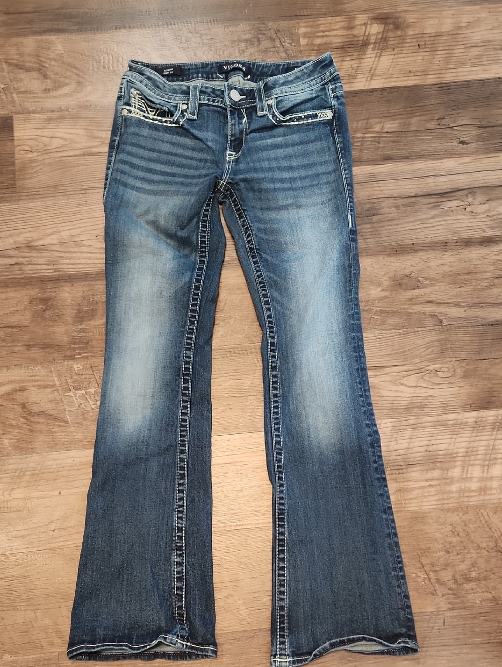 Vigoss Women's Distressed Blue Boot Cut Jeans